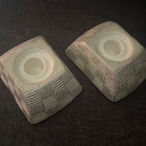 Vintage Shawnee Pottery pair of candlesticks.